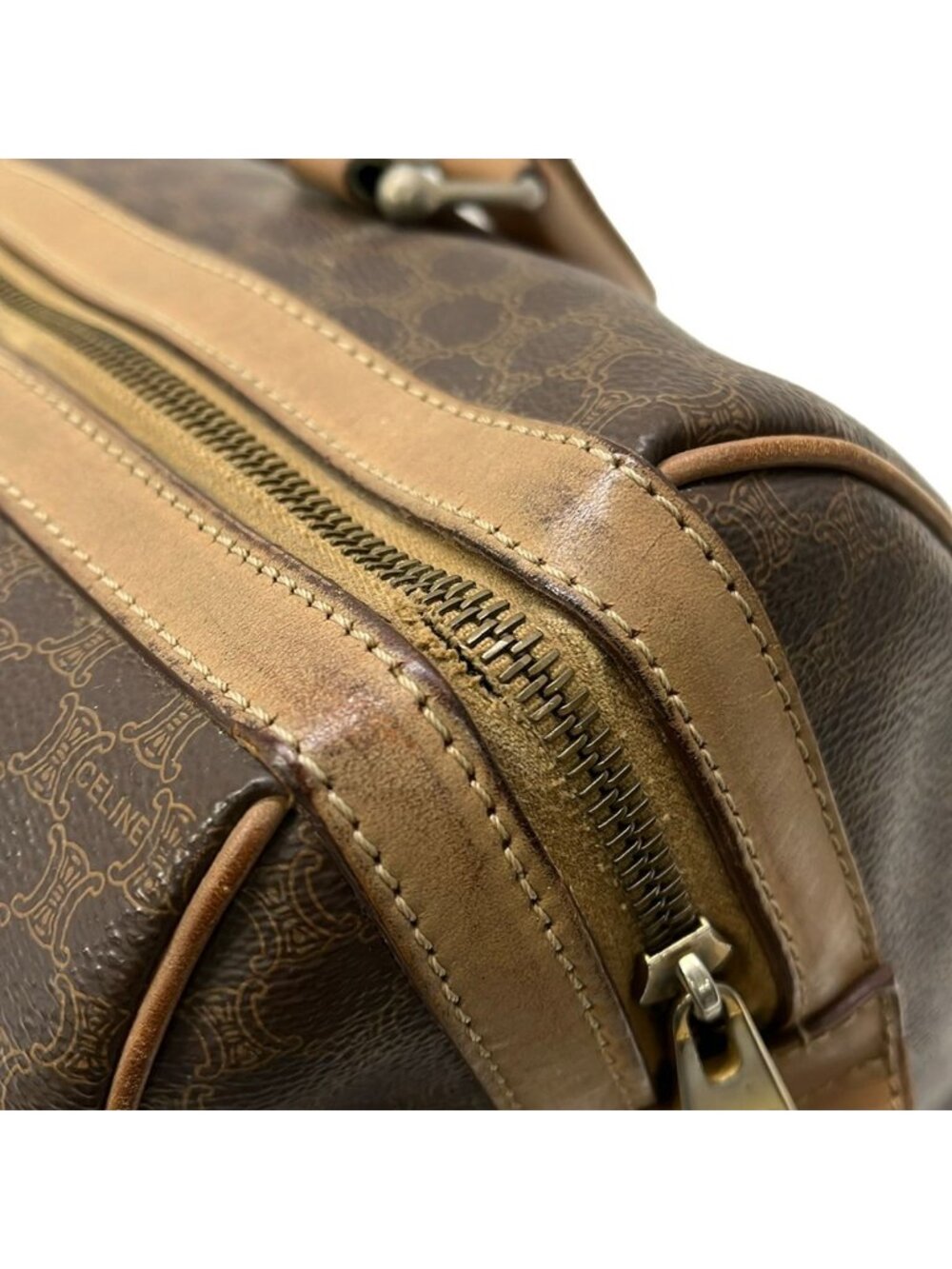 ★SOLD★ Celine Boston Bag Macadam Pattern Dark Brown No Lock Leather - Picture 12 of 12